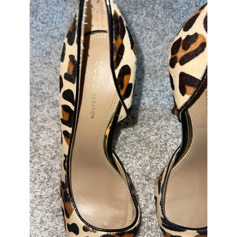 BCBGeneration Paris Leopard Print Cow Hair‎ Pumps Heels Womens 8.5
